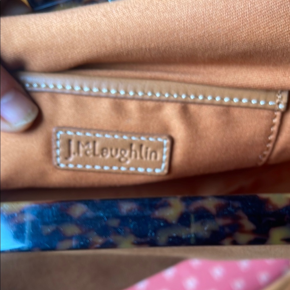 J. McLaughlin suedeTortoise Shell Clutch New - Picture 5 of 7